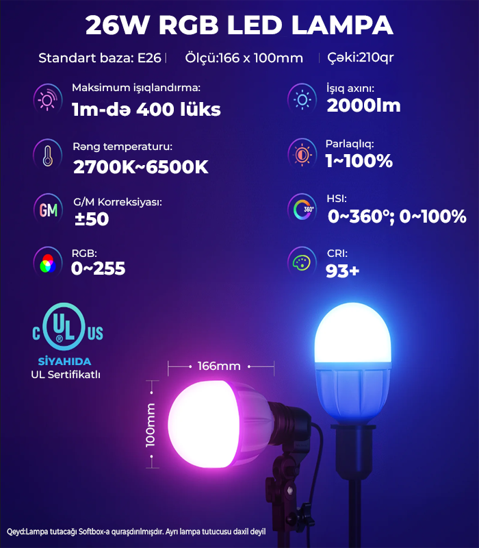 Neewer NK800 RGB Softboks Dəsti