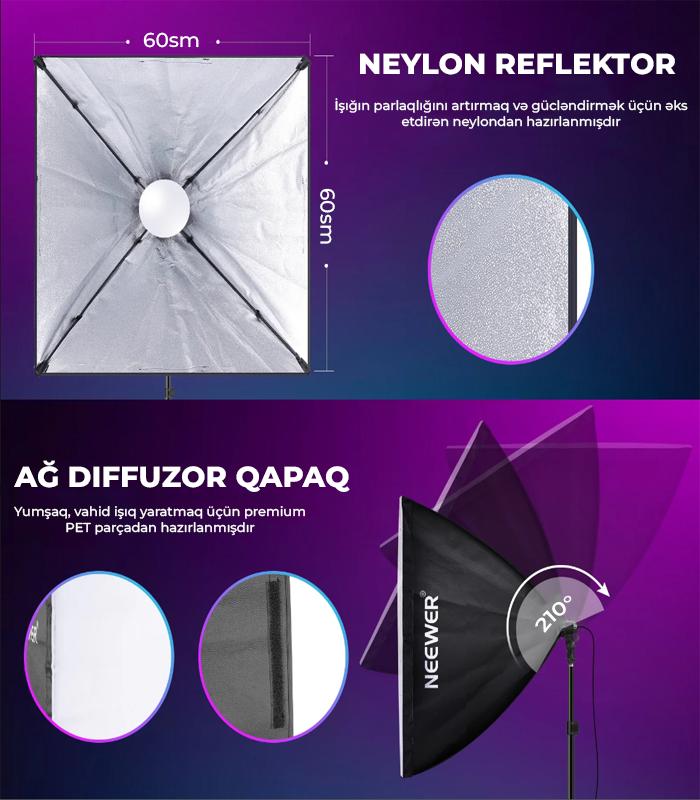 Neewer NK800 RGB Softboks Dəsti