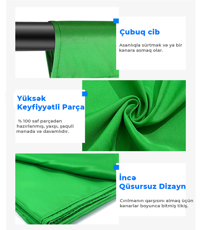 Neewer Yaşıl Fon 1.8×2.8 metr