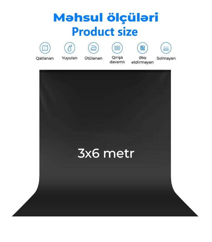 Neewer Qara Fon Pərdə 3×6 metr