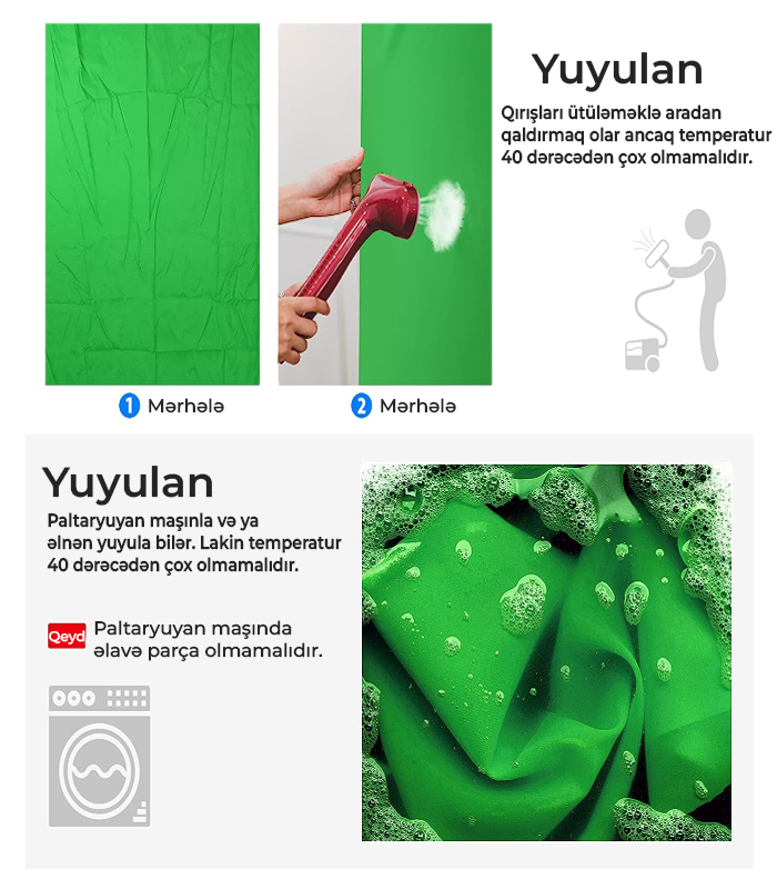 Neewer Yaşıl Fon Pərdə 3×6 metr