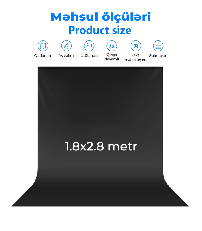 Neewer Qara Fon Pərdə 1.8×2.8 metr