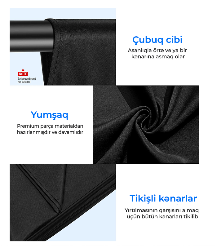 Neewer Qara Fon Pərdə 1.8×2.8 metr