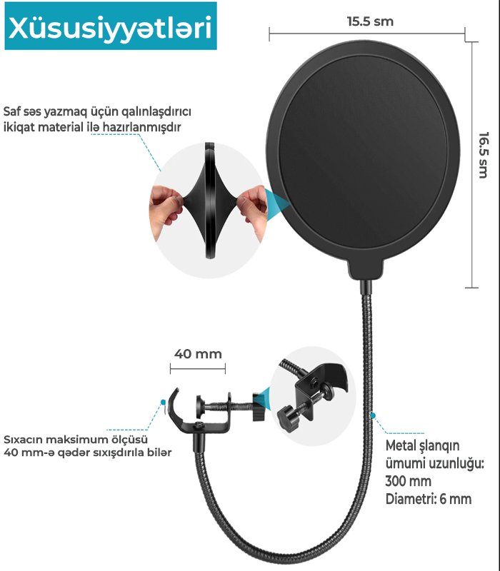 Neewer NWN3 Mikrofon Pop Filter