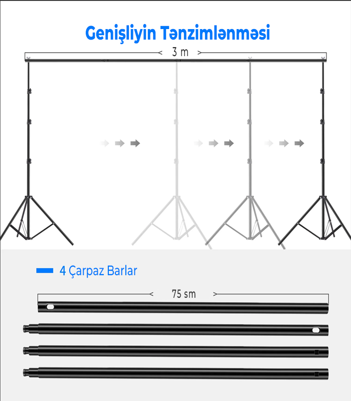 NEEWER Arxa Fon Dayaq Sistemi 2.6 x 3 metr