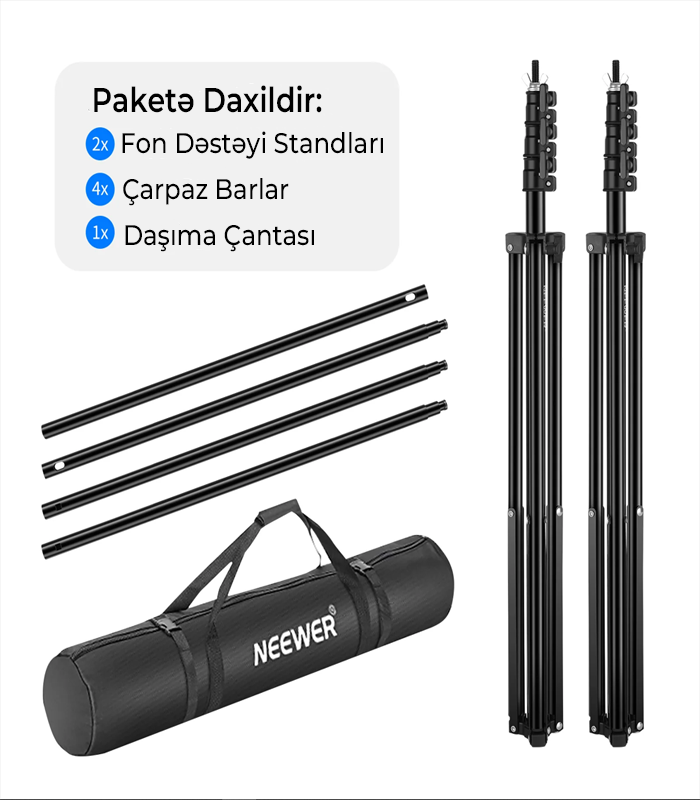 NEEWER Arxa Fon Dayaq Sistemi 2.6 x 3 metr