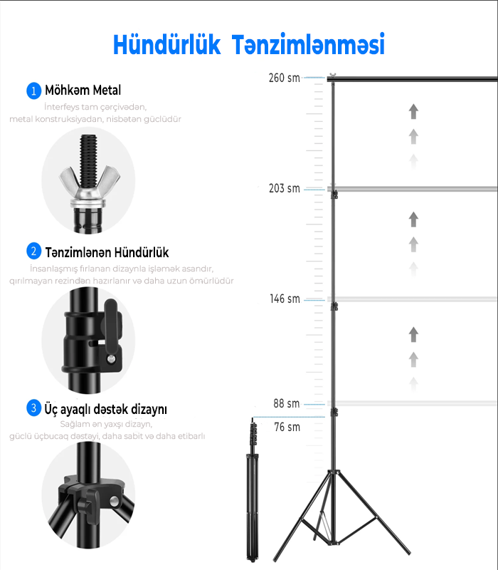 NEEWER Arxa Fon Dayaq Sistemi 2.6 x 3 metr