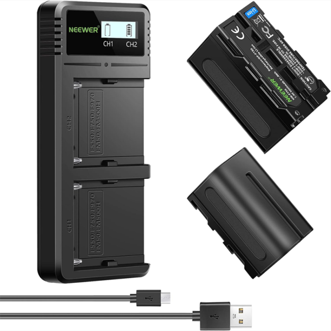 Neewer NP-F750 İkili Batareya Dəsti Şarj Cihazı İlə 5600 MAH