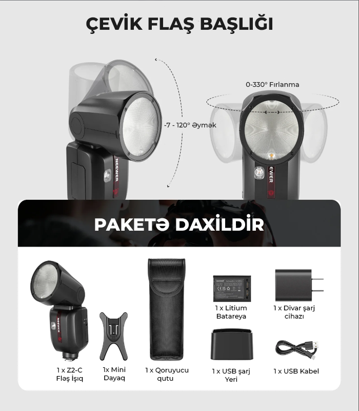 NEEWER Z2-C TTL Canon Fləş İşıq