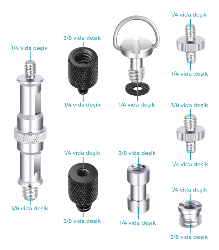 NEEWER 16 Set Tripod Vida Adapter Konvertoru