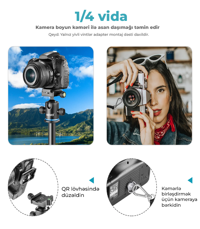 NEEWER 16 Set Tripod Vida Adapter Konvertoru