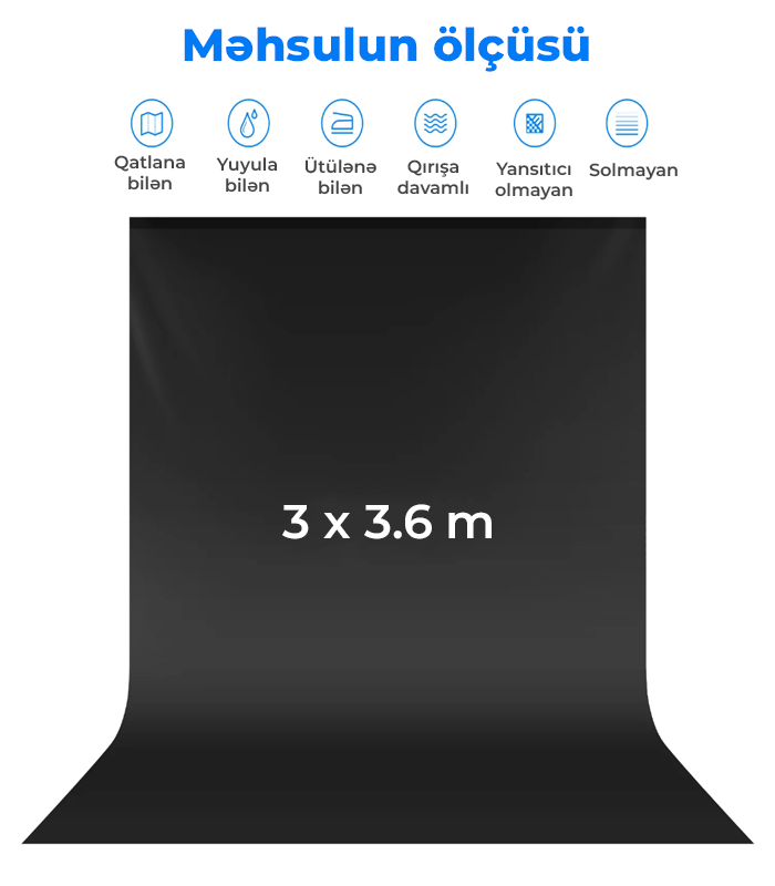 NEEWER Qara Fon Pərdə 3x3.6 metr