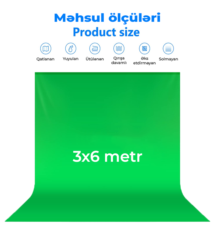 NEEWER Yaşıl Fon Pərdə 3x3.6 metr