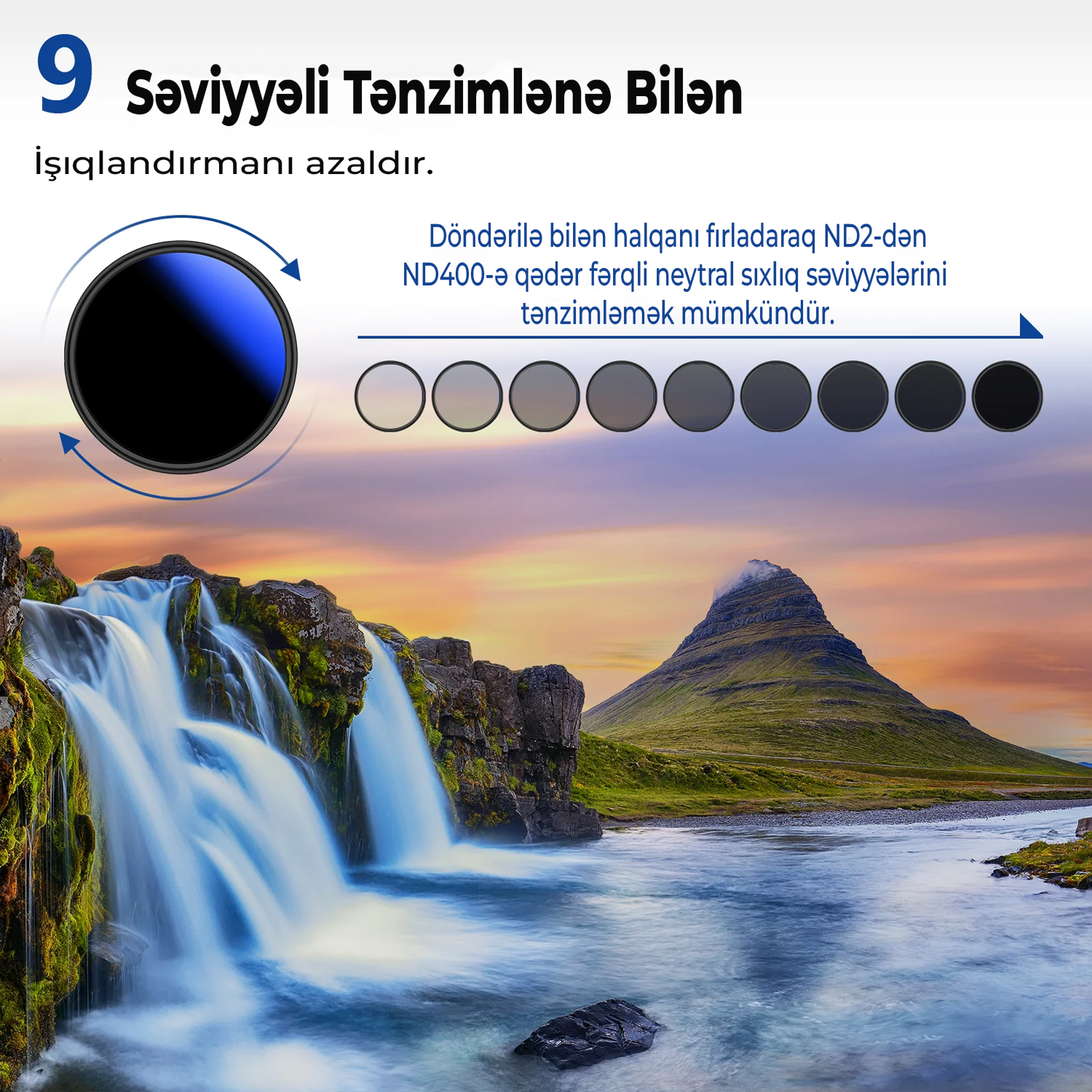 Neewer MRC Dəyişən ND2-ND400 Lens Filteri