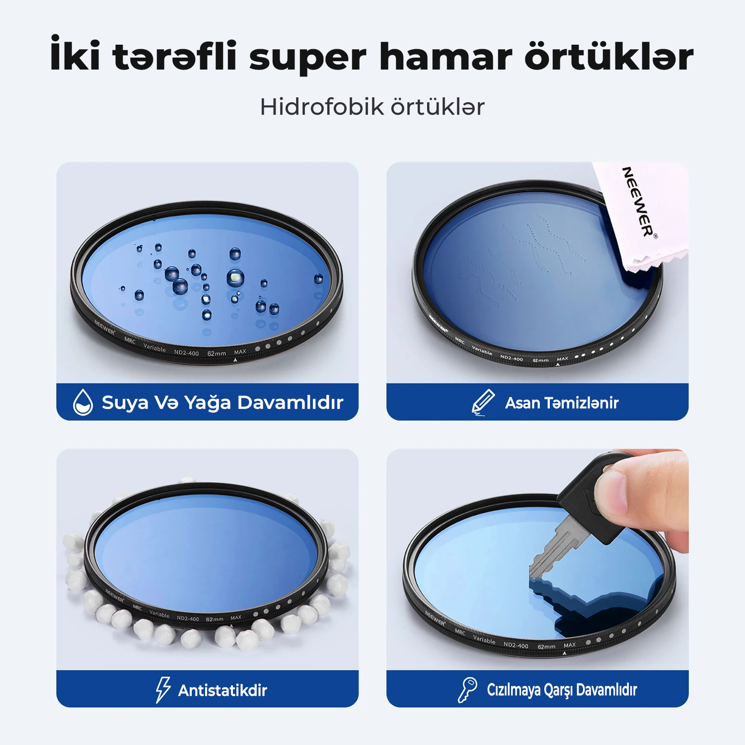 Neewer MRC Dəyişən ND2-ND400 Lens Filteri