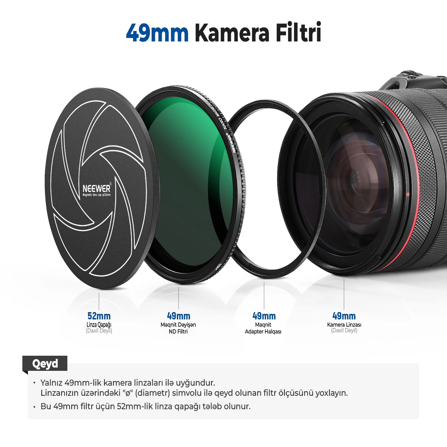 Neewer ND2-ND32 Maqnit Dəyişən Filter 82 mm