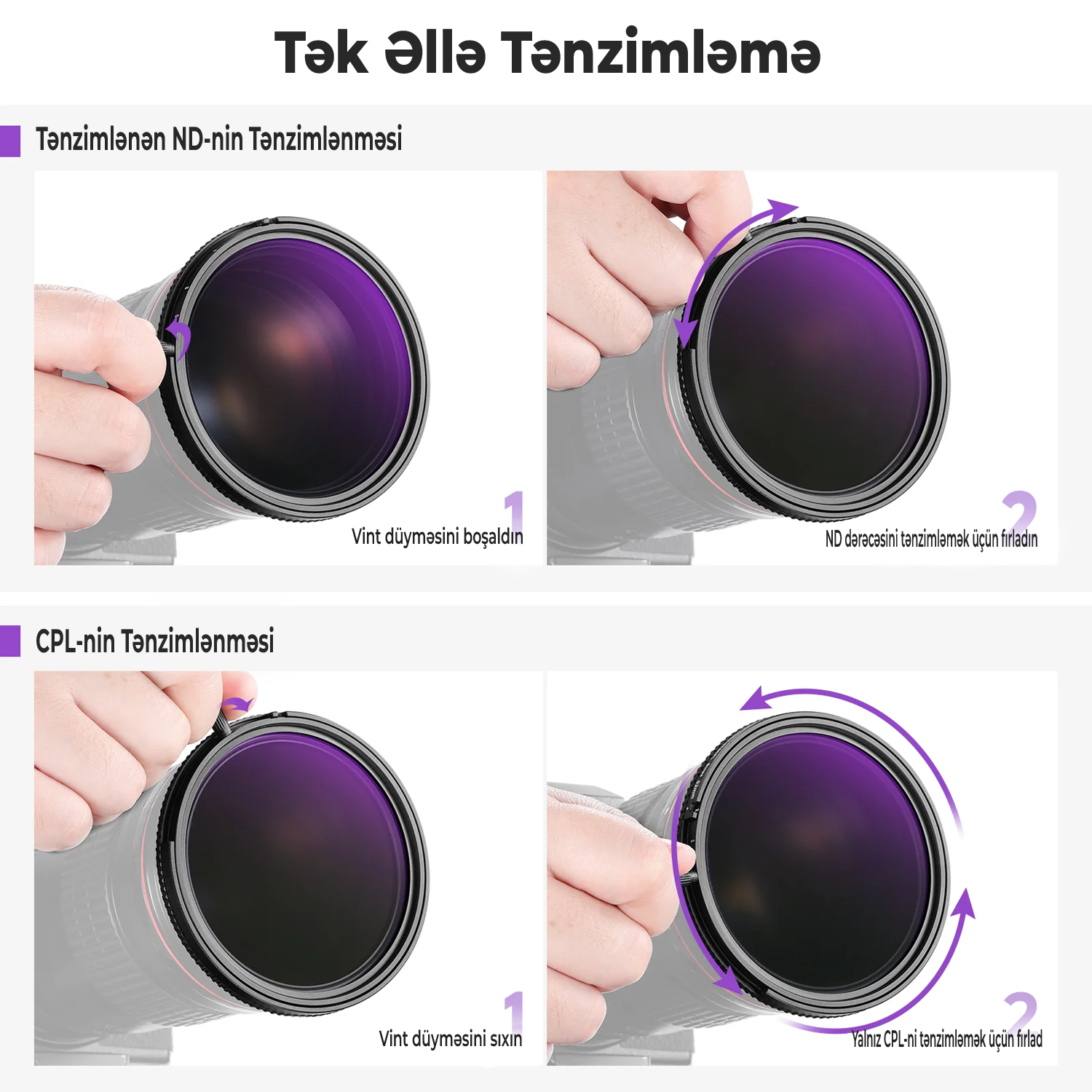 Neewer Əsl Rəng Dəyişən ND2-32 və Maqnit ND32 Filter Dəsti ilə CPL 82 mm