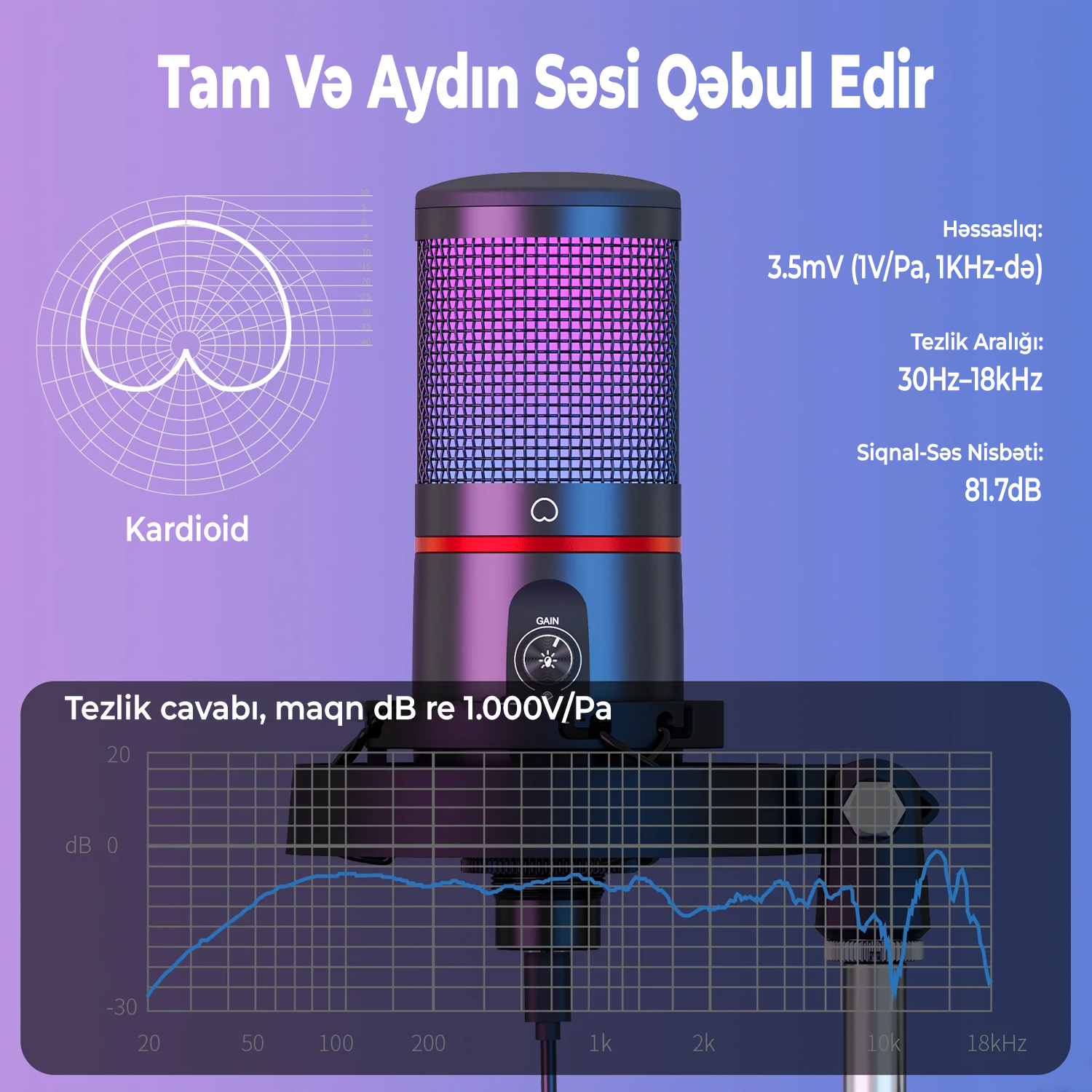 Neewer CM25 RGB USB Mikrafon 4lü Set