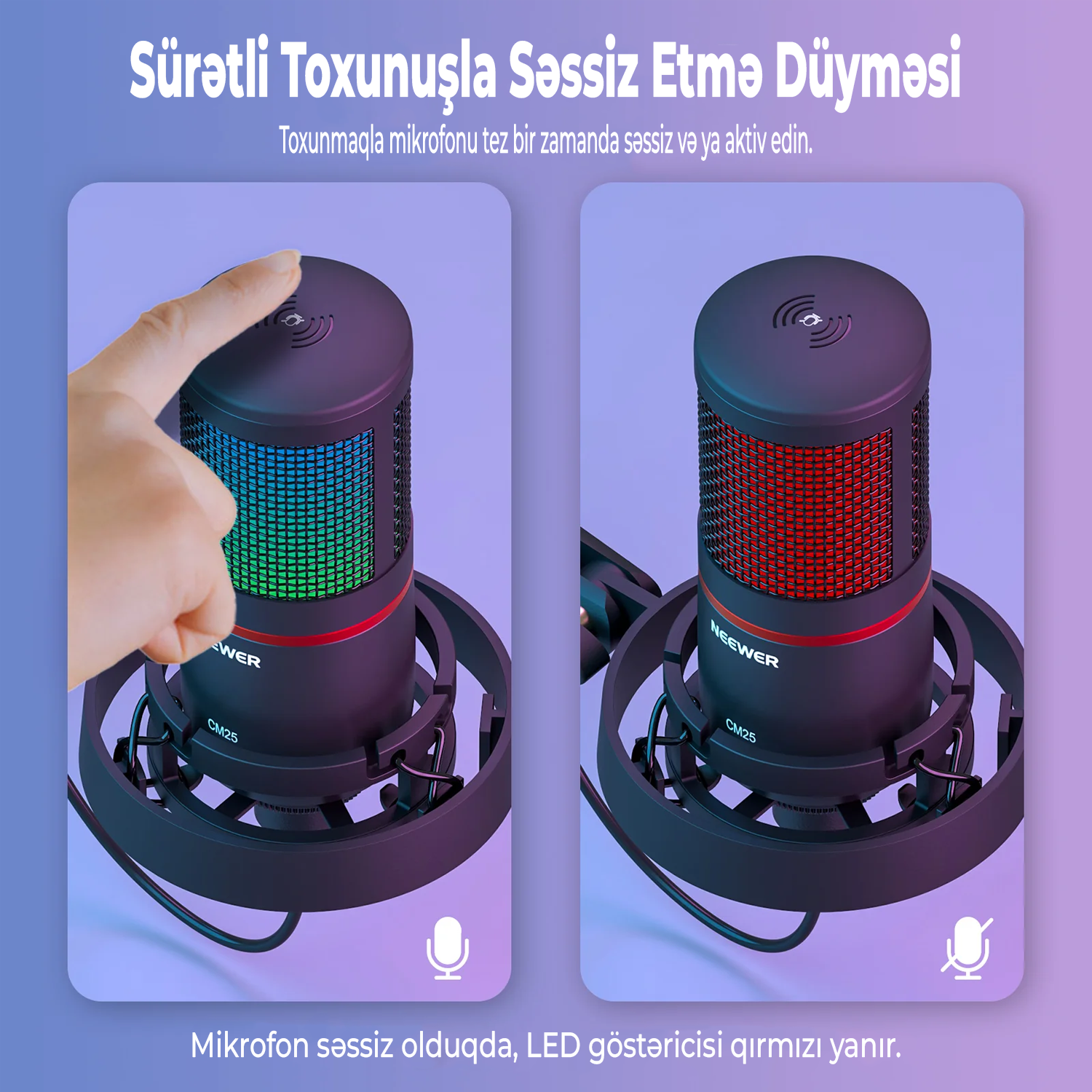 Neewer CM25 RGB USB Mikrafon 4lü Set