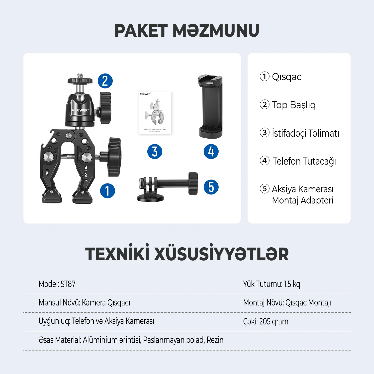 NEEWER ST87 Super Şpılka Başlıq