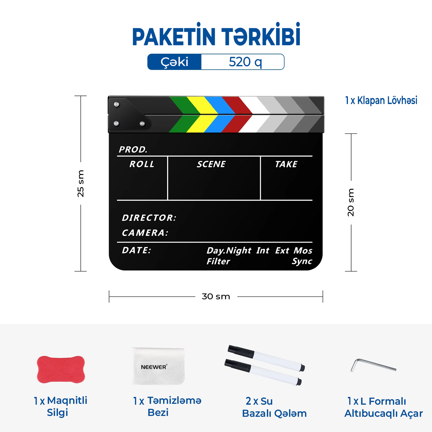NEEWER Akril Rejissor Taxtası Qara