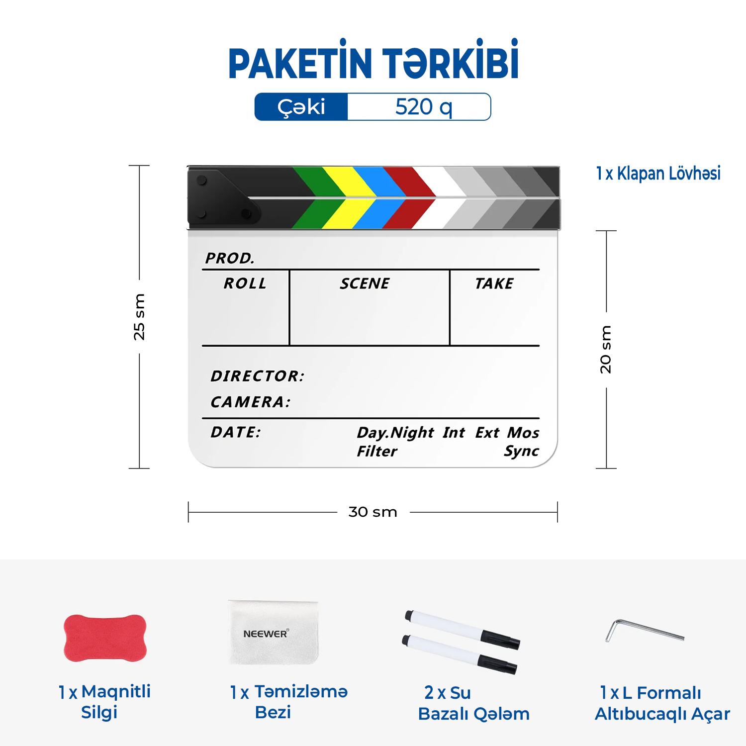 NEEWER Akril Rejissor Taxtası Ağ