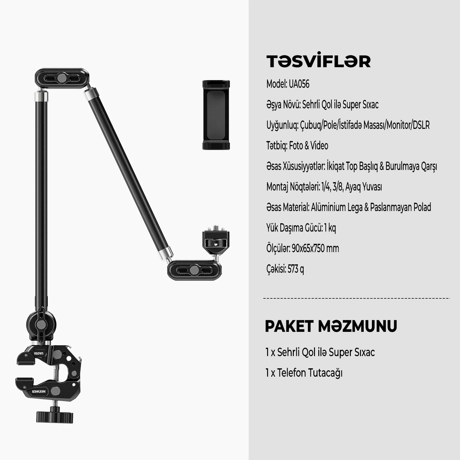 NEEWER UA056 Telefon Üçün Əyilən Sehirli Dayaq