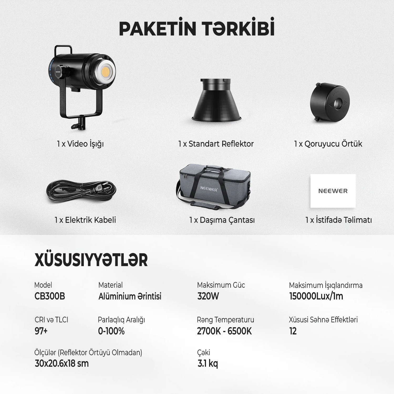 NEEWER CB300B 320W İkili Rəngli Daimi İşıq
