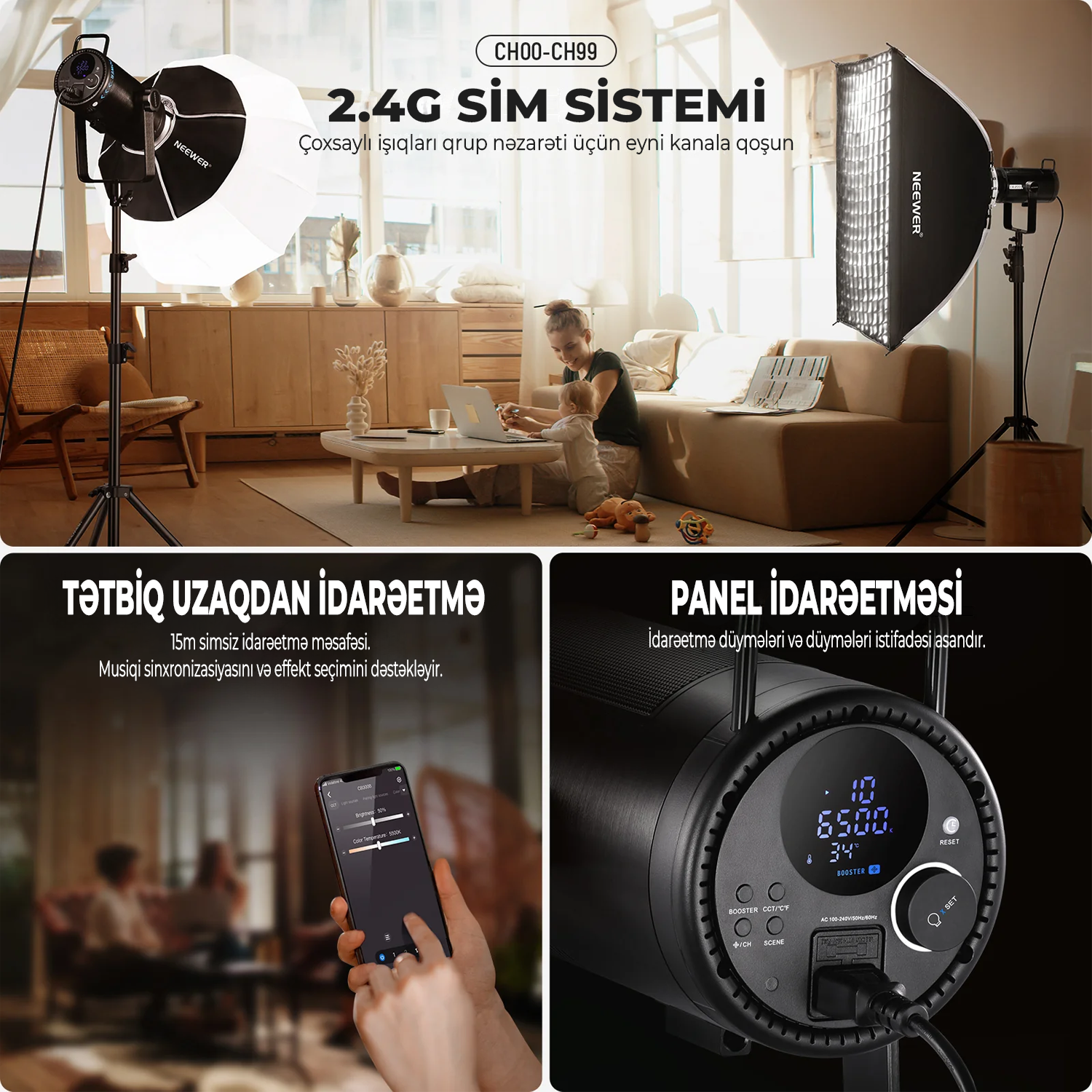 NEEWER CB300B 320W İkili Rəngli Daimi İşıq