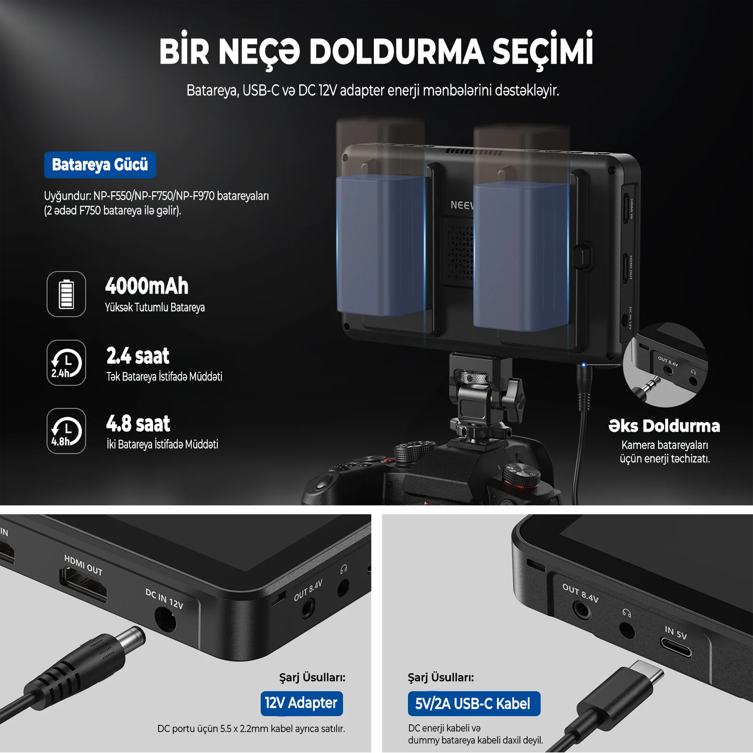 NEEWER F700 7 Düym Sensorlu Monitor