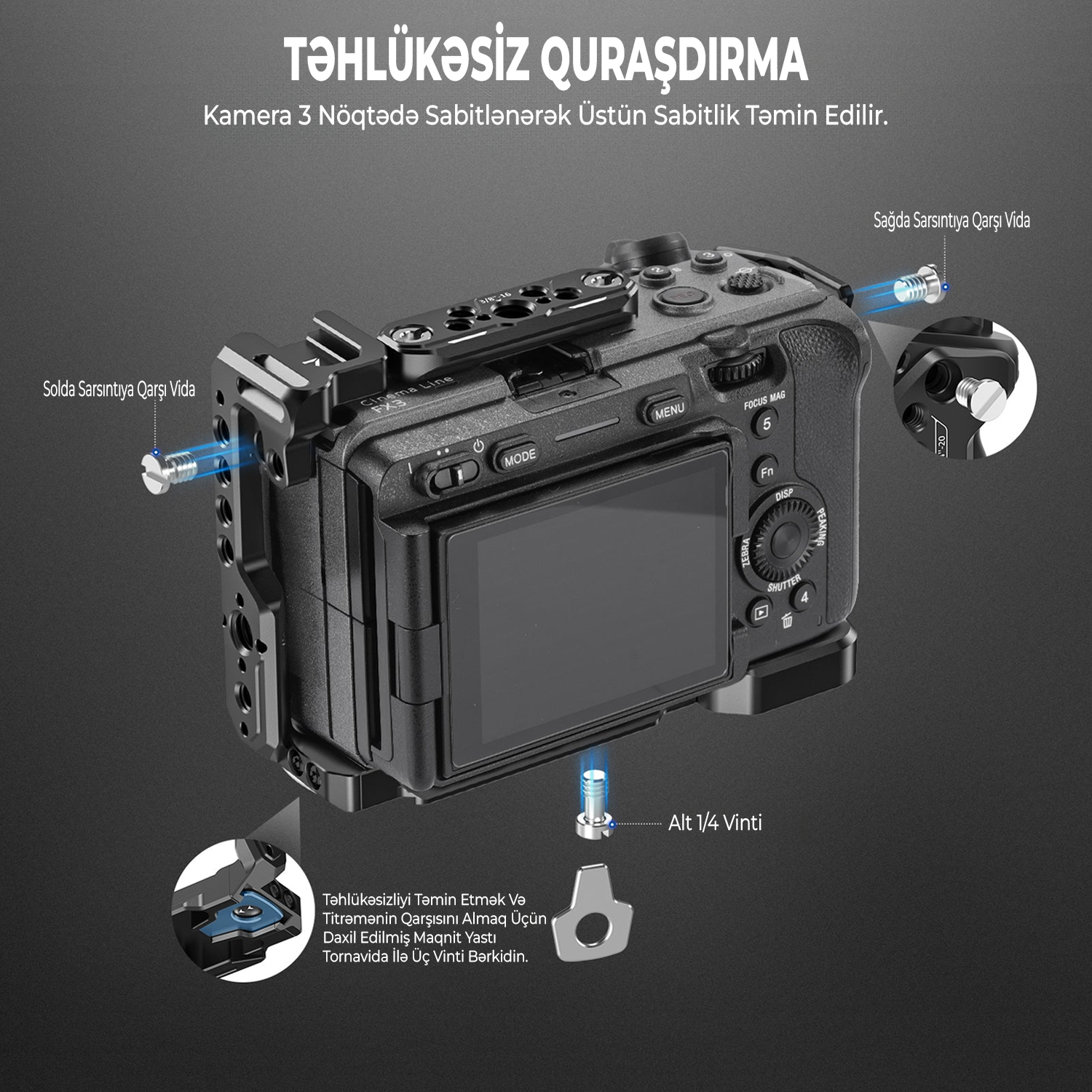 NEEWER CA011 Sony FX3/FX30 Kamera Qəfəsi, HDMI Kabel Kəməri ilə
