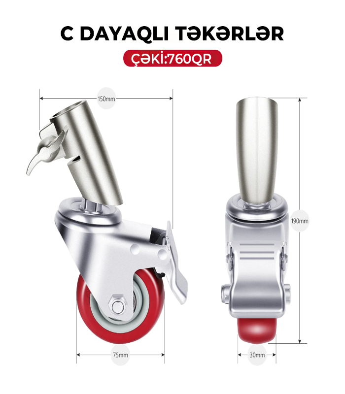 NEEWER 3 Paket Peşəkar Fırlanan Təkər Dəsti 75 mm