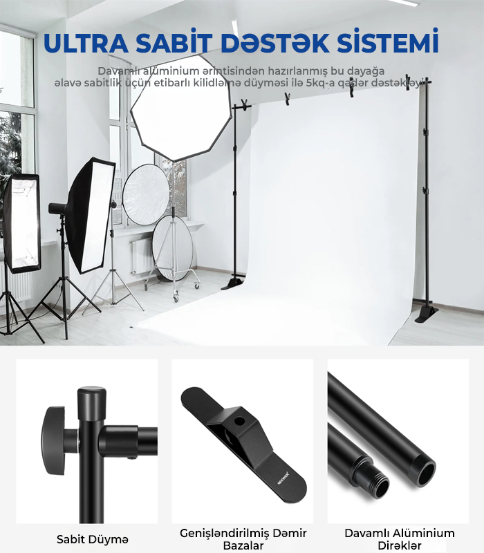NEEWER NK-ST300 2.45x3.15 metr Arxa Fon Dayaq Sistemi