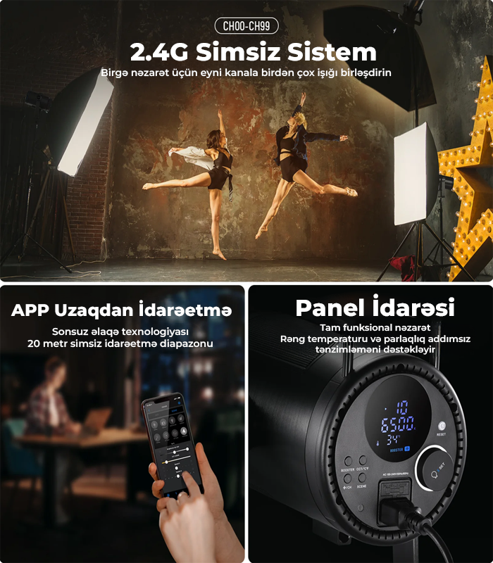 NEEWER CB200B İkirəngli 210W LED Video İşıq