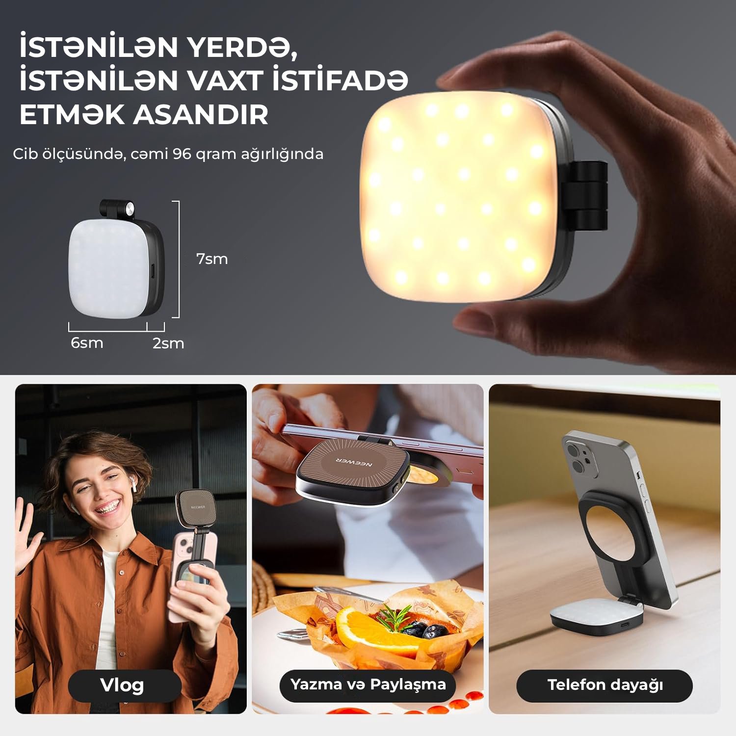 NEEWER NL48B iPhone Üçün Maqnitli Selfi İşığı