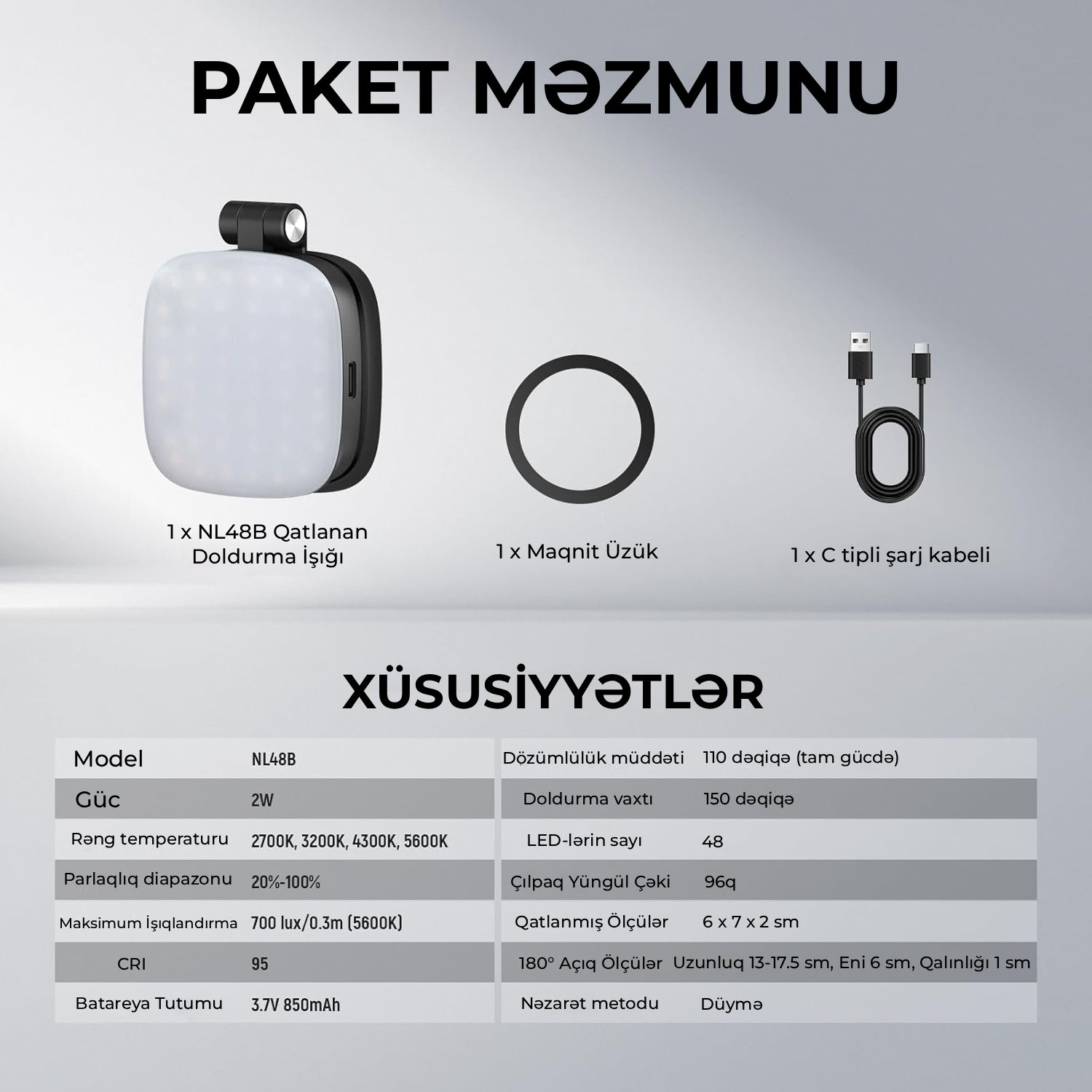 NEEWER NL48B iPhone Üçün Maqnitli Selfi İşığı