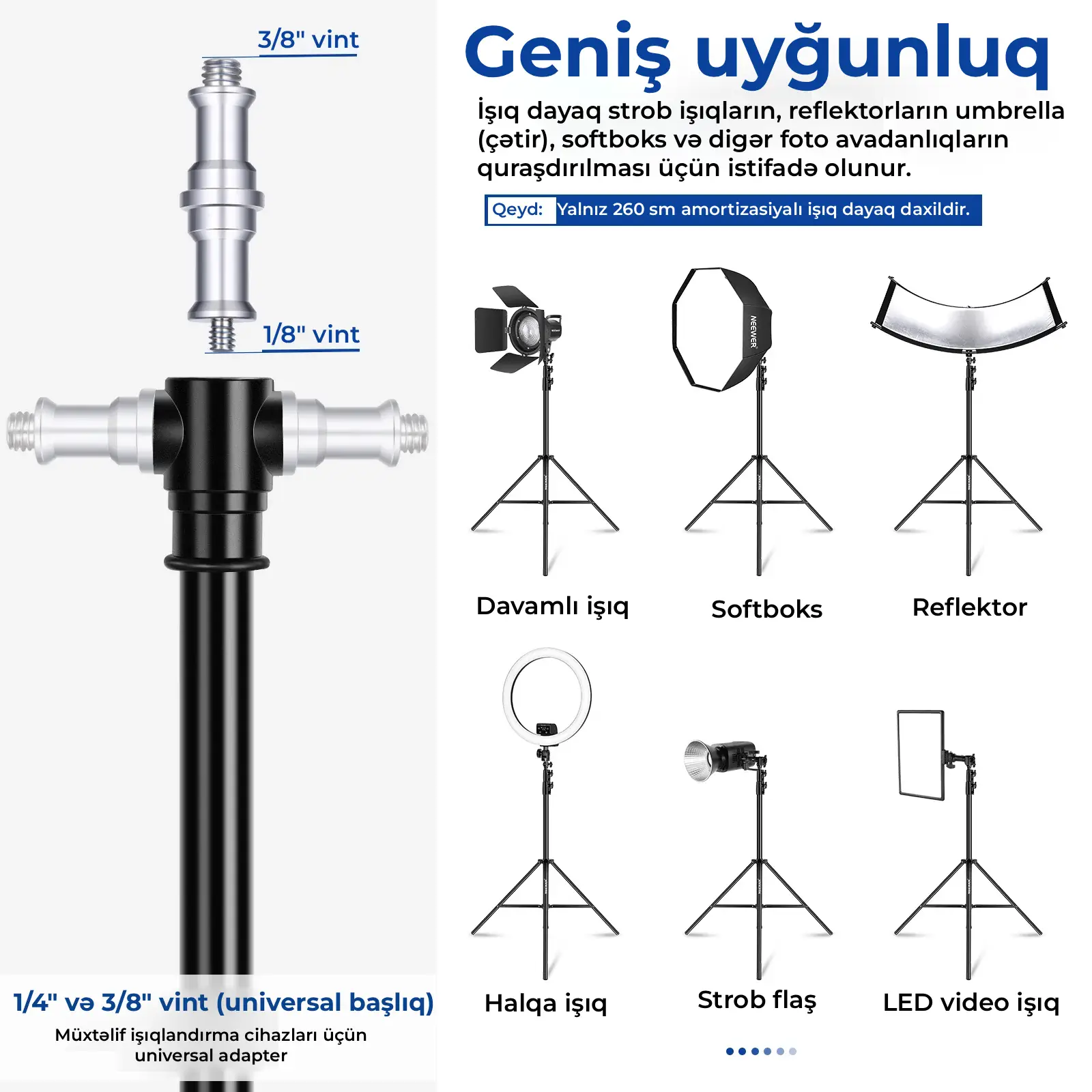 NEEWER ST-260AC  260 sm Amortizasiyalı İşıq Dayağı