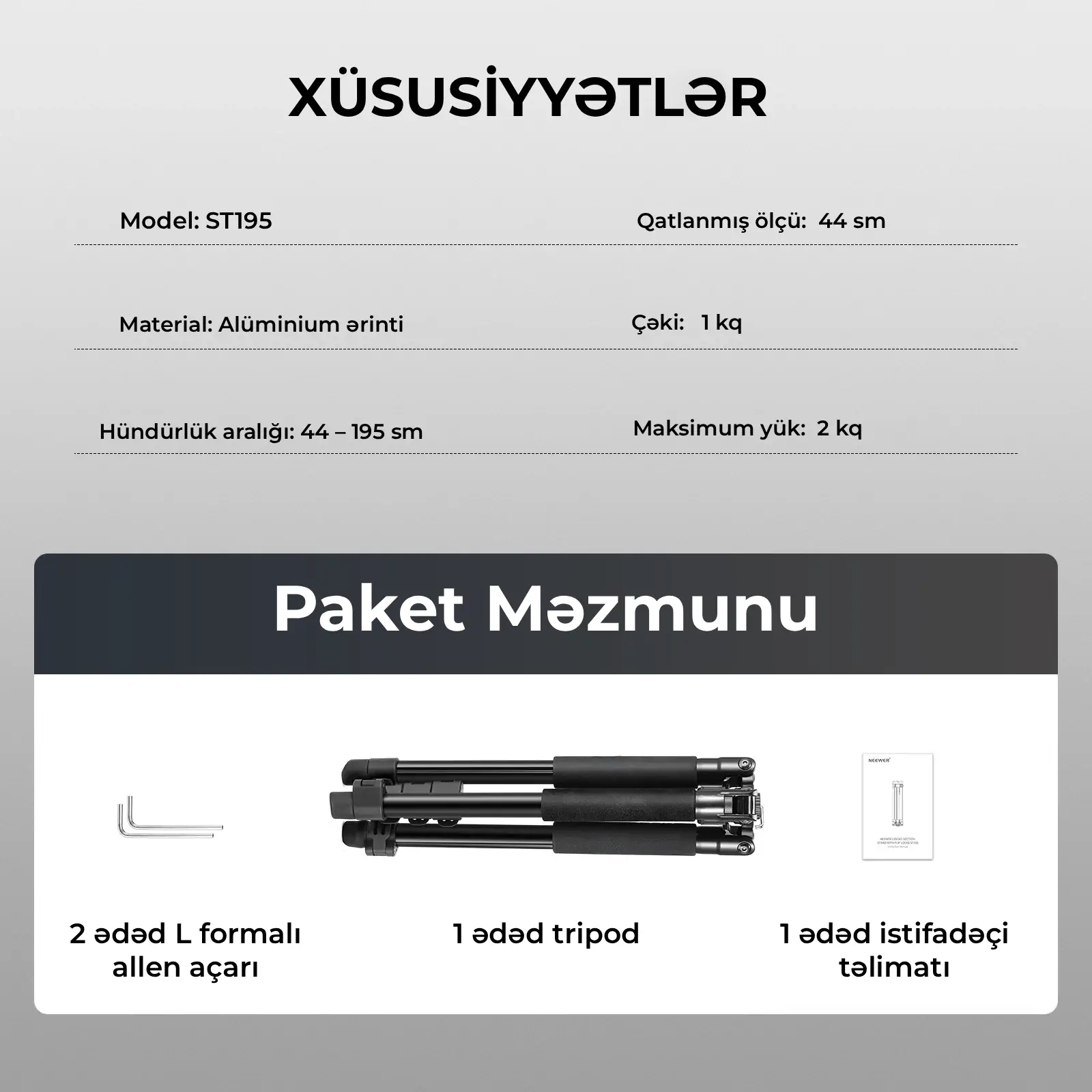 NEEWER ST195 195 sm Portativ İşıq Dayağı