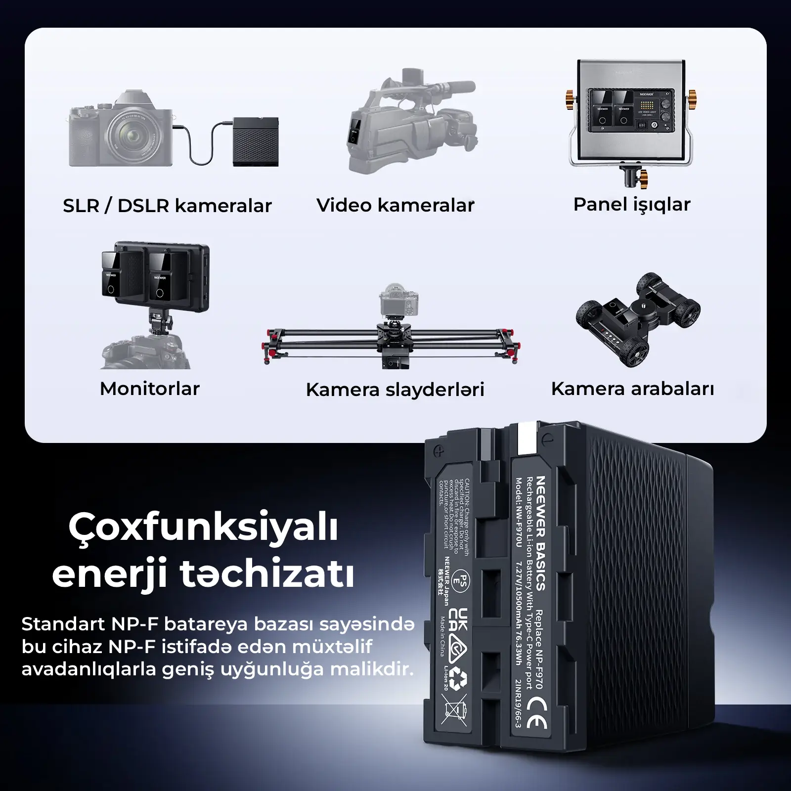 NEEWER NW-F970U 10500mAh Batareya (Sensor Ekranlı)