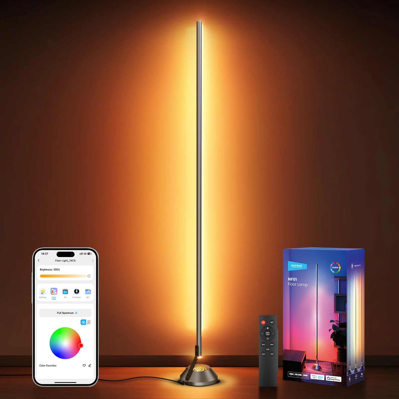 NEEWER NF01  RGBW Ağıllı Künc Döşəmə Lampası (1500 lm)