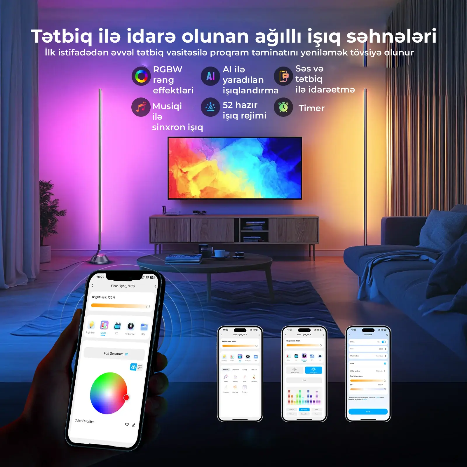 NEEWER NF04 RGBW Ağıllı Döşəmə Lampası (1000 lm)