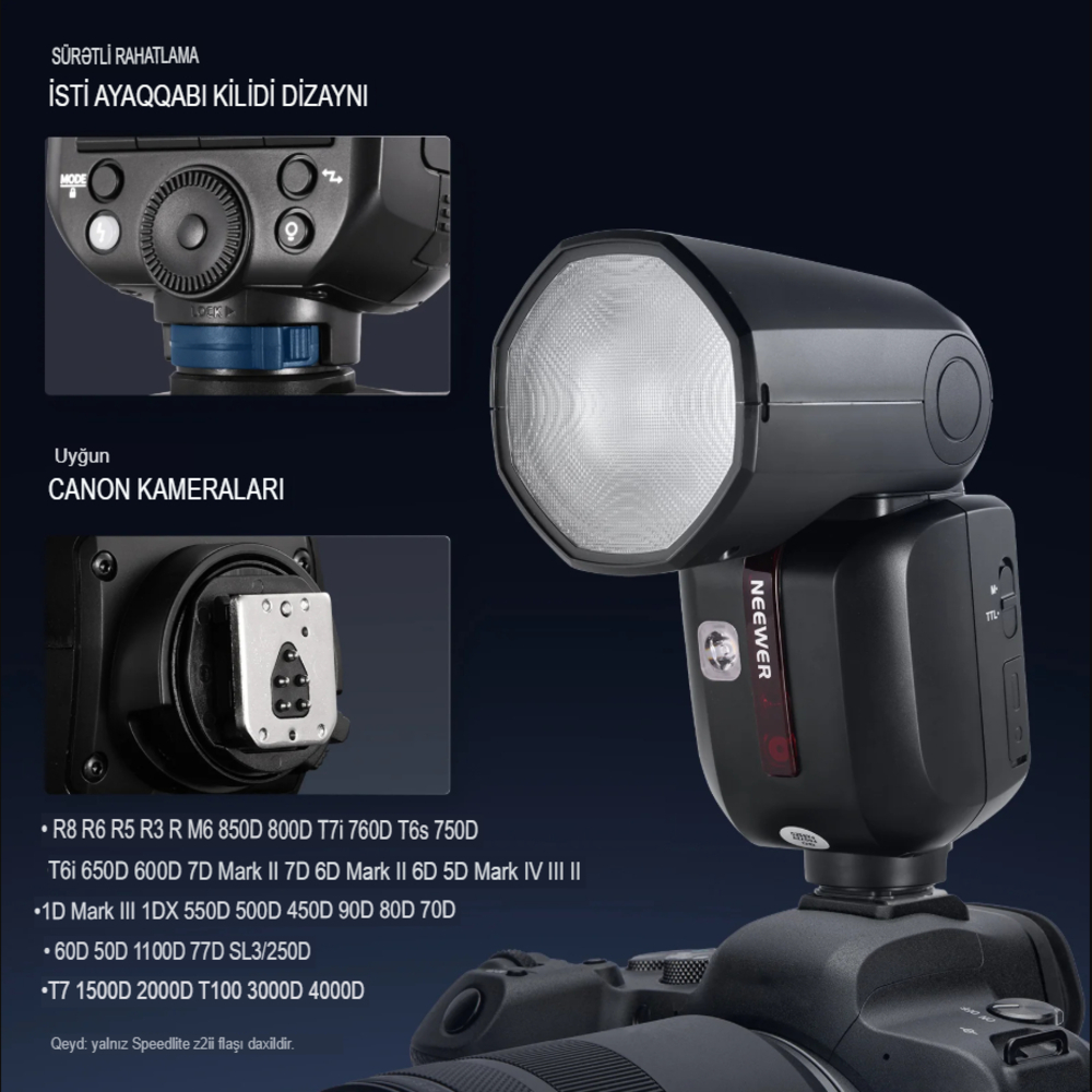 NEEWER Z2 Pro 2.4G TTL Canon üçün Fləş