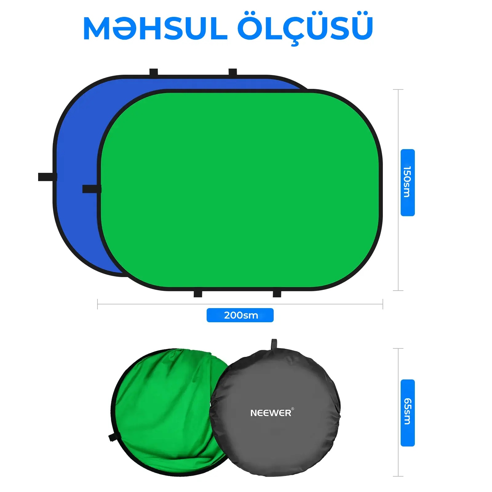 NEEWER 1.5x2 m 2-si-1-də fon (stendsiz)