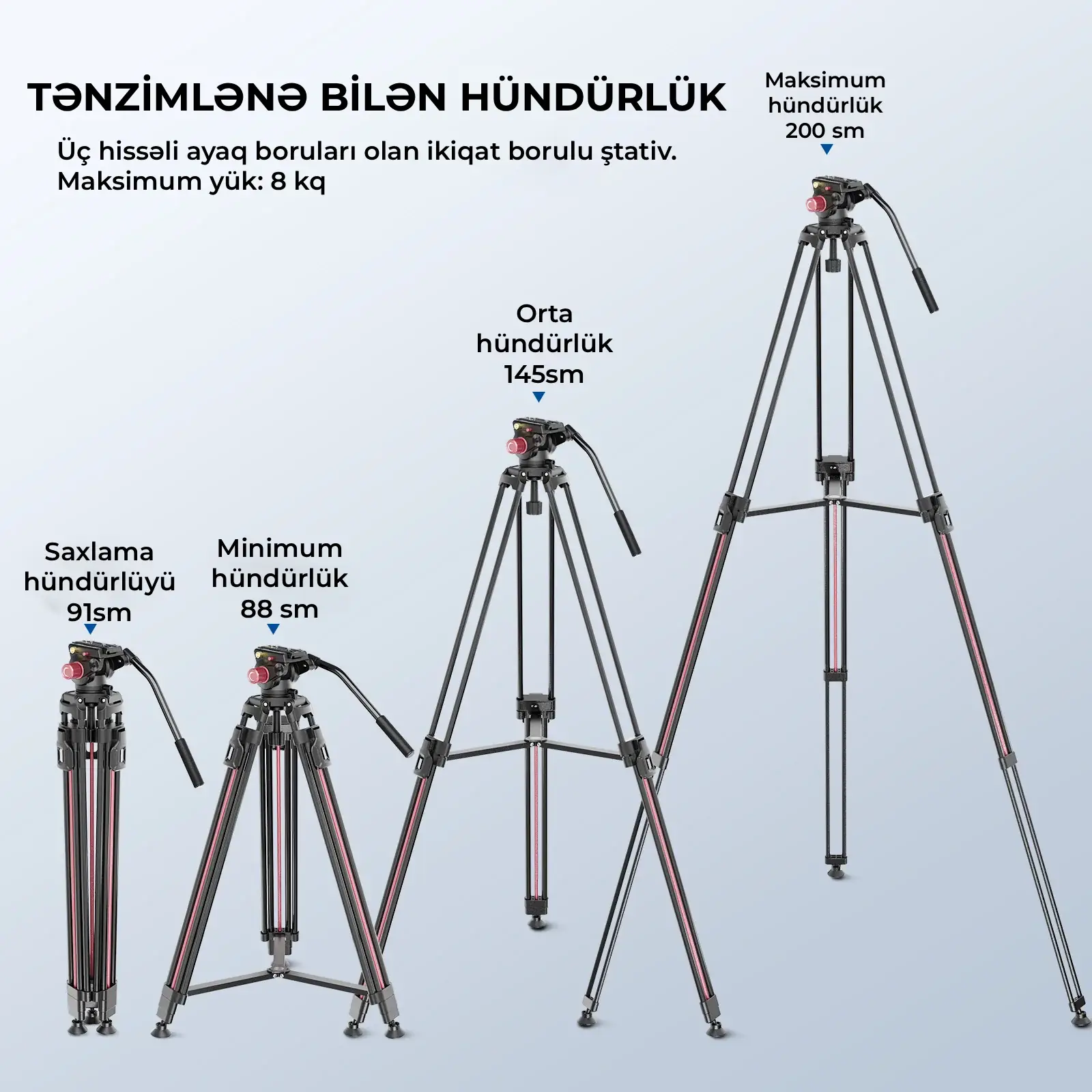 NEEWER Tripod LL38 200 sm Hidravlik başlıq ilə