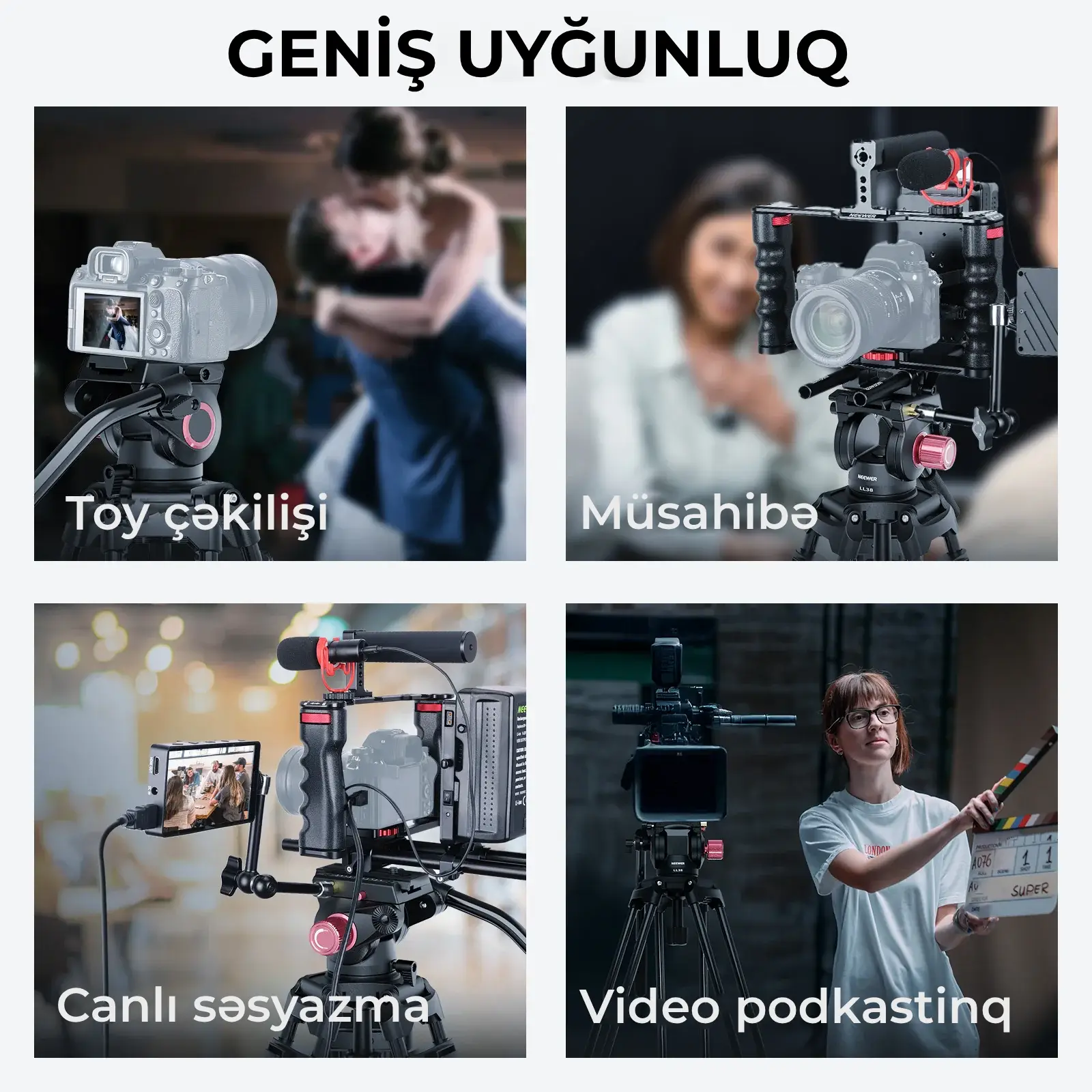 NEEWER Tripod LL38 200 sm Hidravlik başlıq ilə