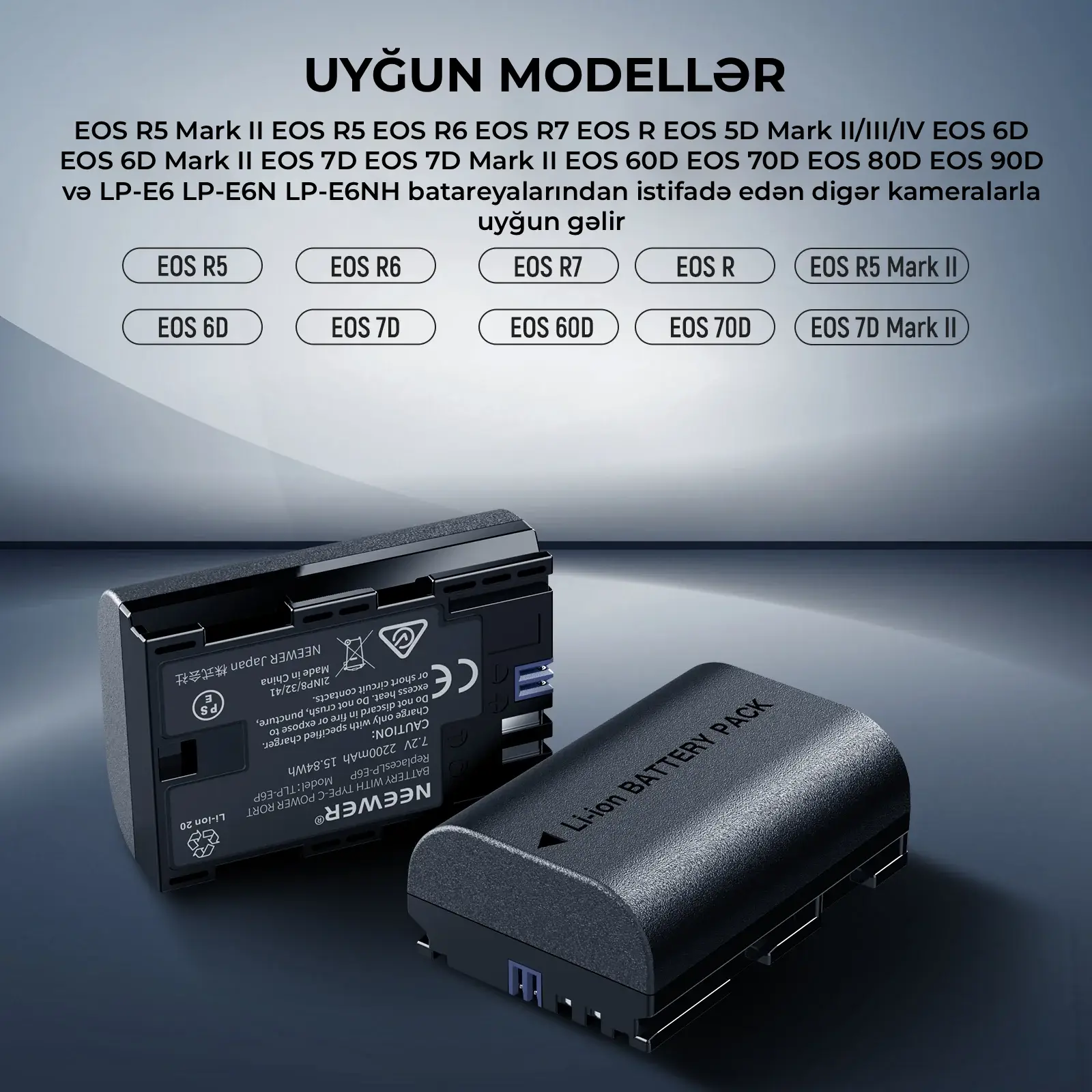 Neweer LP-E6P 2200mAh Batareya USB şarj Cihazı Dəsti