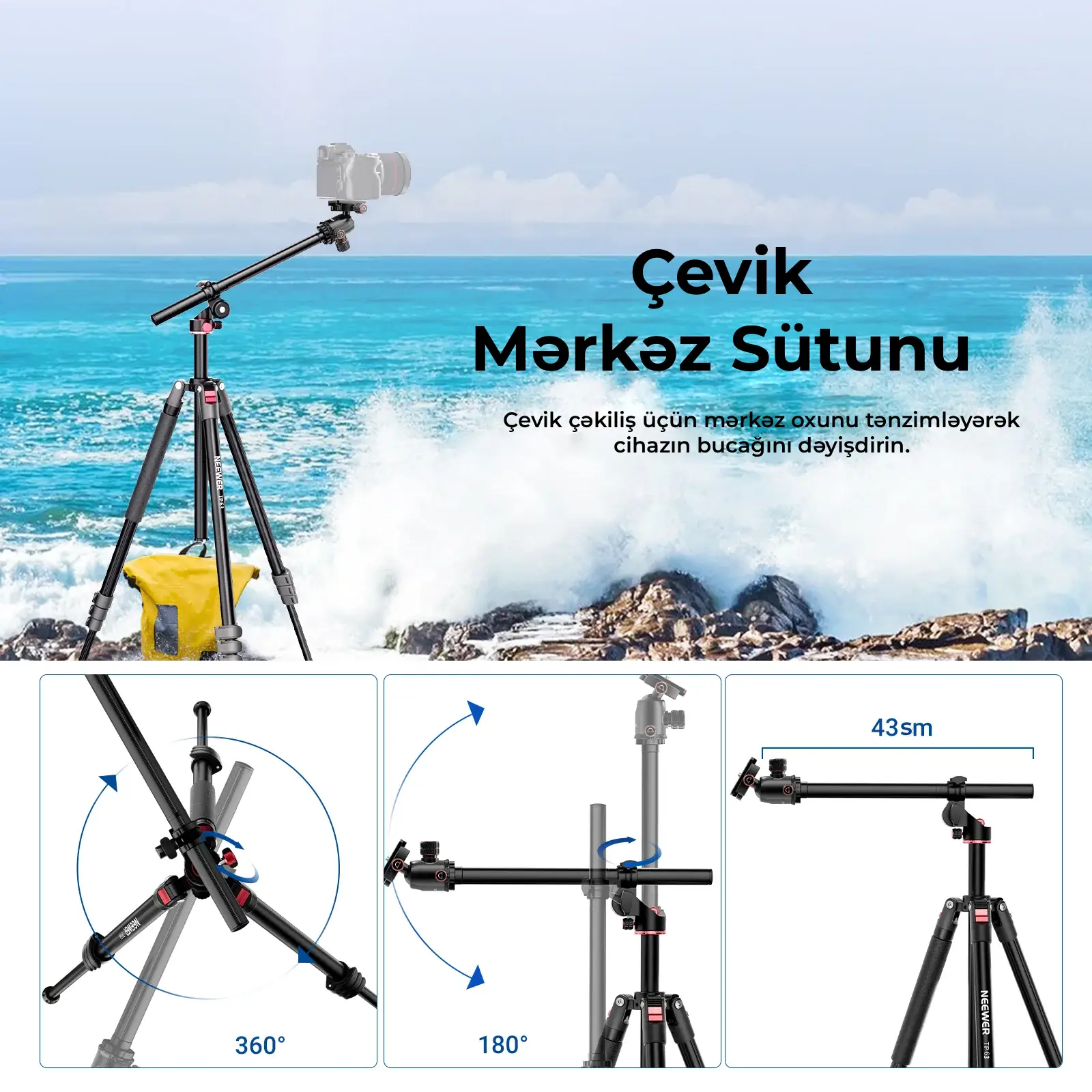 NEEWER TP64 Üfüqi Tripod Monopod