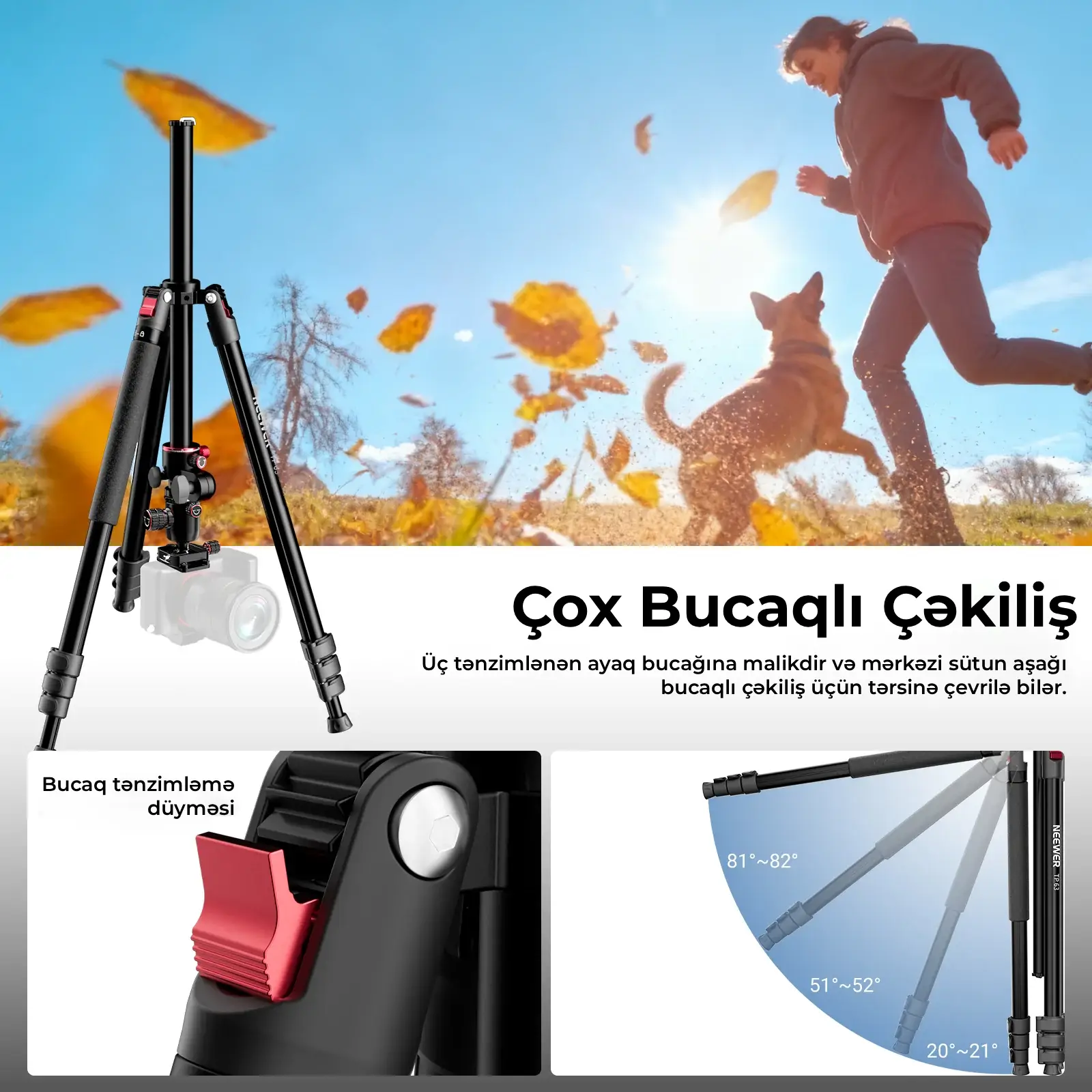 NEEWER TP64 Üfüqi Tripod Monopod