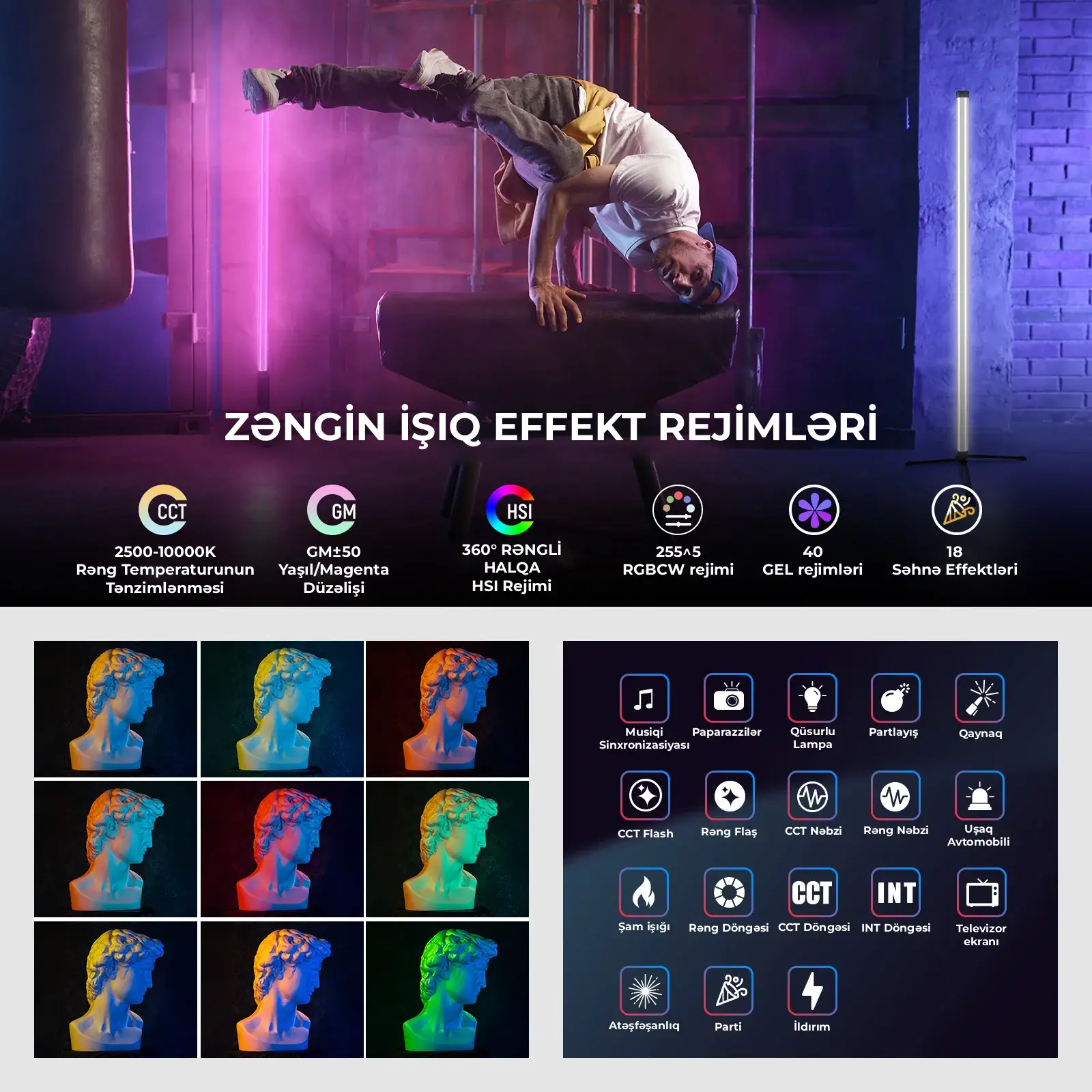 NEEWER TL90C 30W RGB Boru İşıq