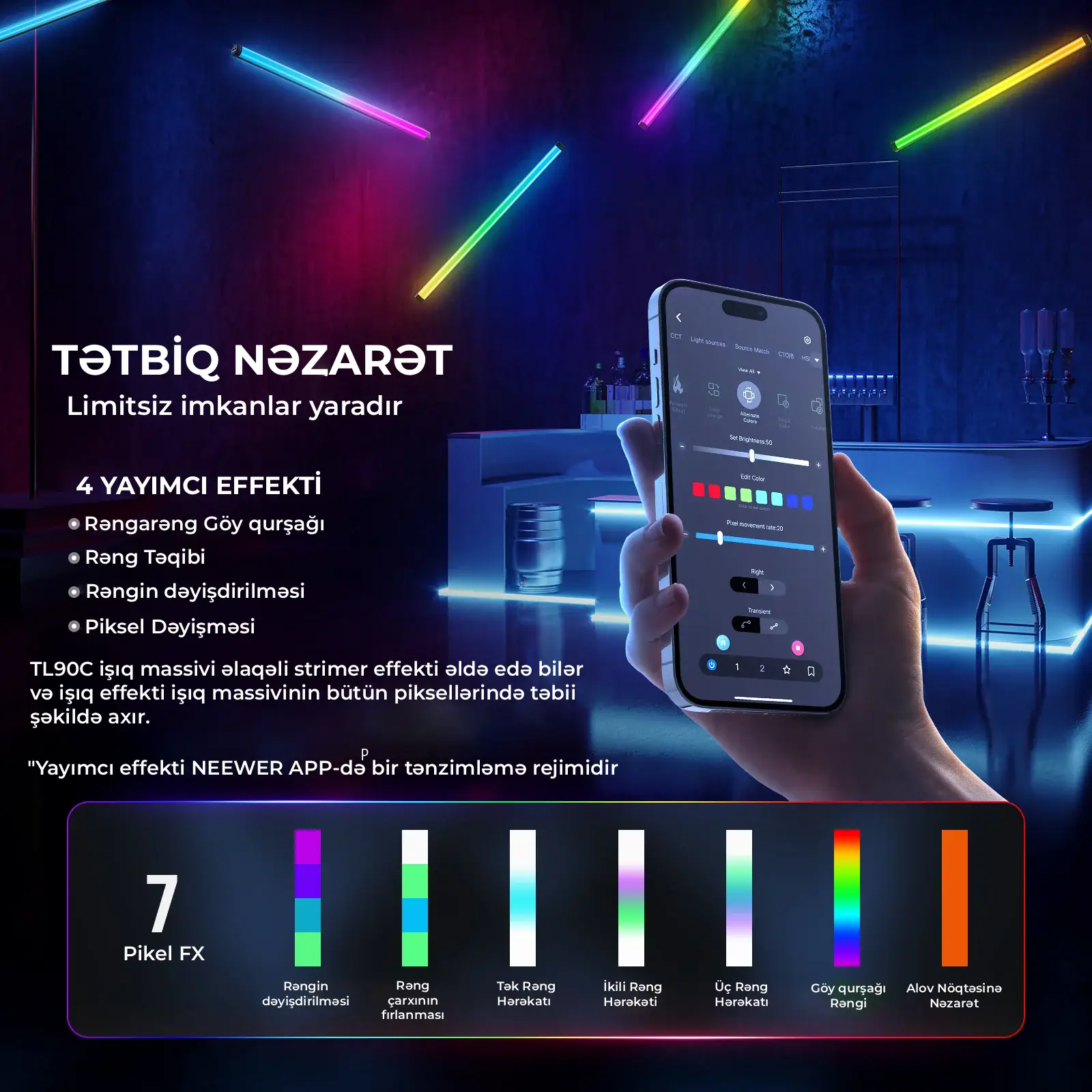 NEEWER TL90C 30W RGB Boru İşıq